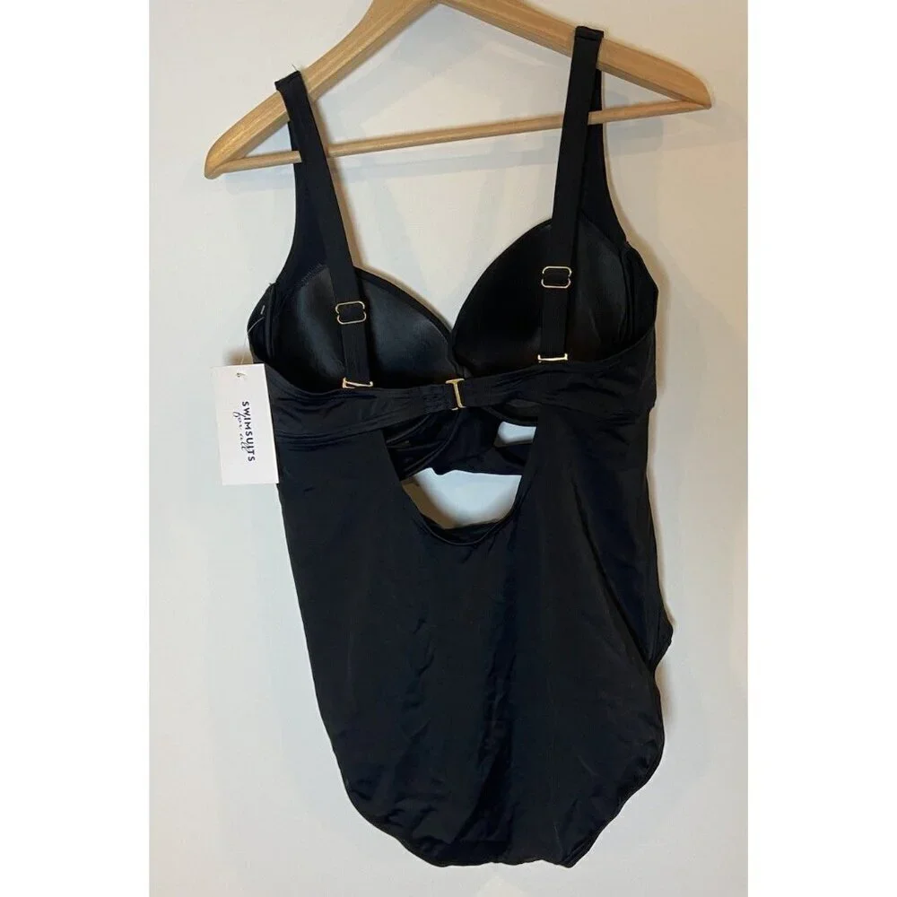 NWT Swimsuits for All One Piece Swim Cutout Underwire Black Size 18 New